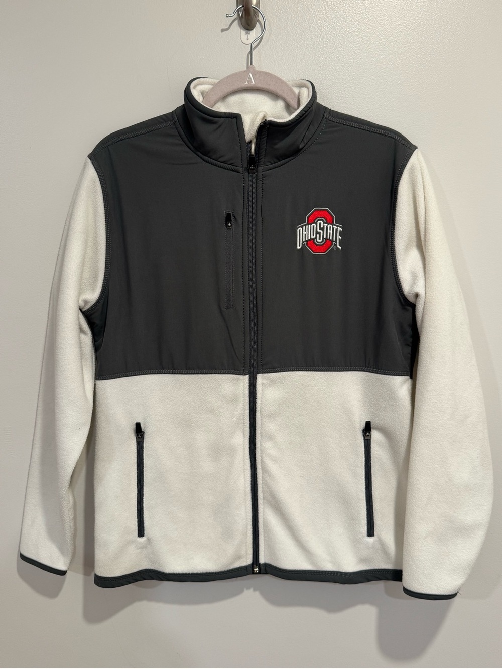J. America White and Light Gray Fleece Jacket